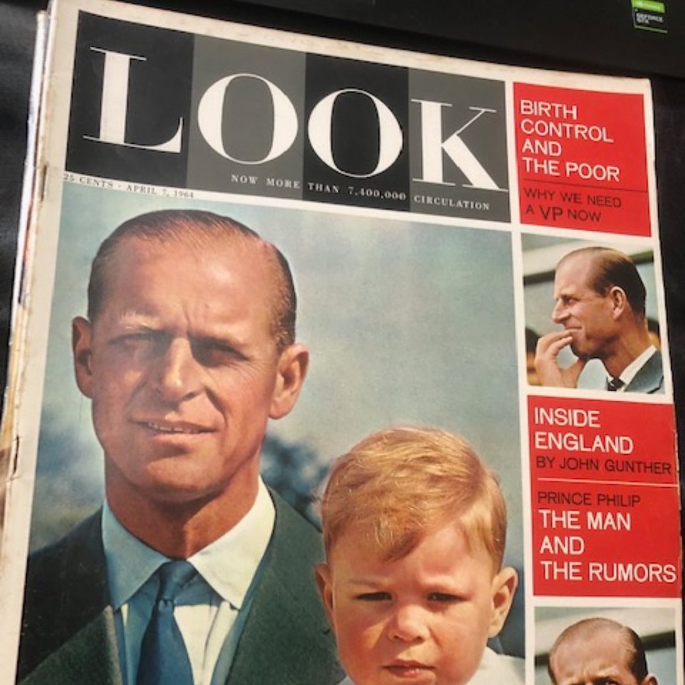 Vintage Look Magazine April 1964 The Royals/Prince Philip, Birth Control, Musial